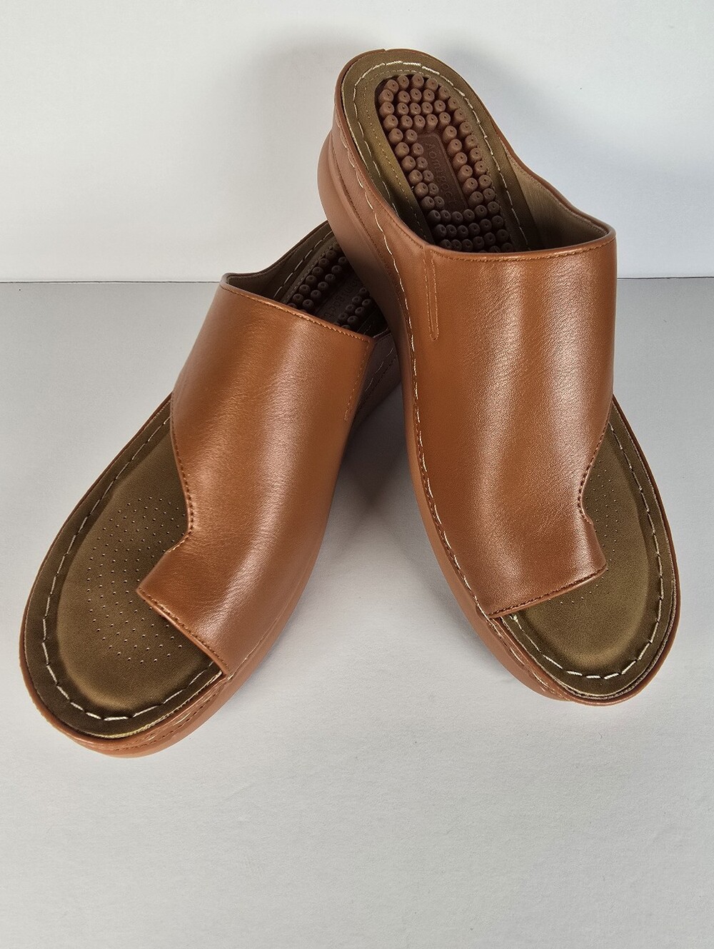 NWOT Aomigoct Womens Comfort Wedge Brown Sandals SoftCushion Orthopedic 40/9-9.5